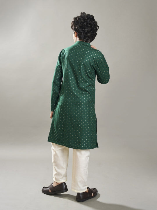 Boys Green kurta with a off white pajama 