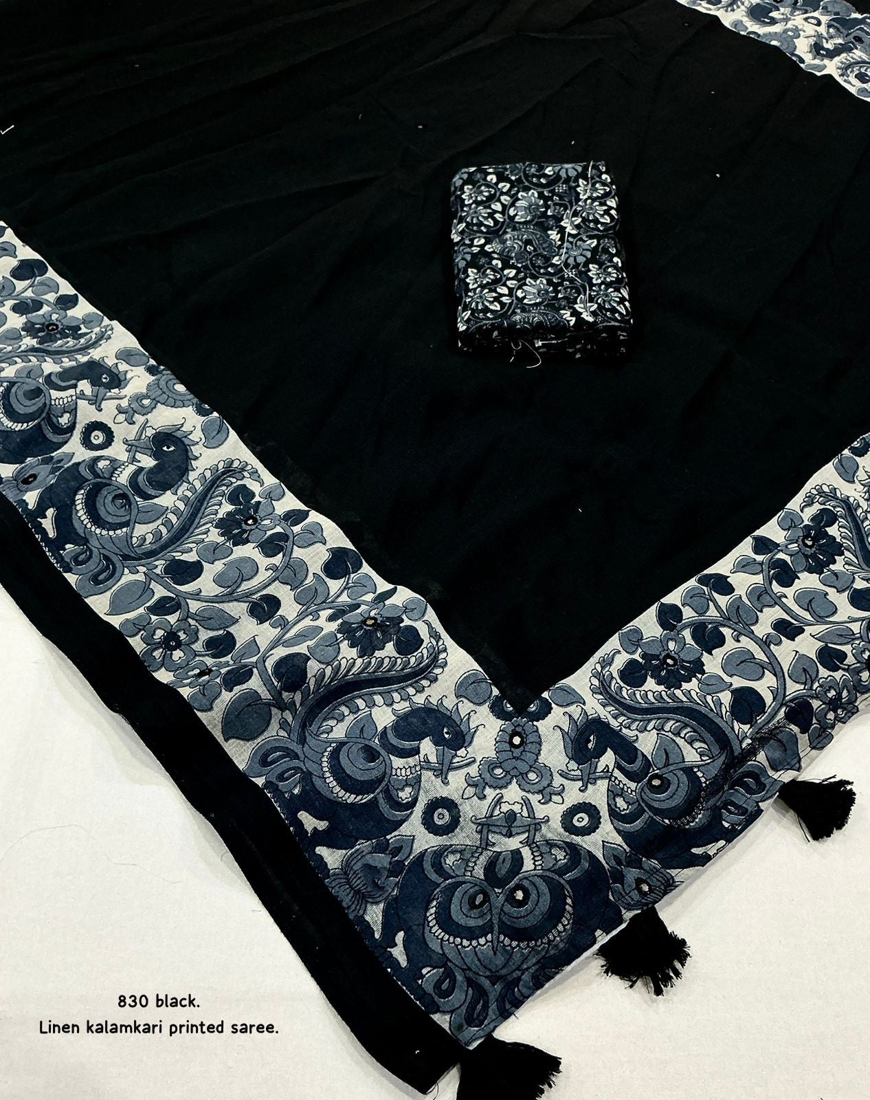 Soft linen saree with shaded style prints.