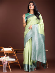 Graceful Orange & Maroon Banarasi Silk Saree with Rich Zari Woven Border – Traditional Elegance for Celebrations