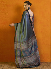 Women's Satin Printed Designer Saree With Blouse Piece