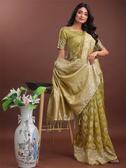 Elegant Sea Green Linen Cotton Saree with Silver Zari – Perfect Blend of Comfort & Charm