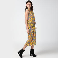 Women's Black and Yellow  Chain and Stripe Dress