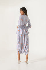 Slate Grey Peplum Dhoti Jumpsuit