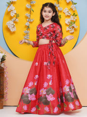 Girls Red Ready to wear Choli & Lehenga with Dupatta