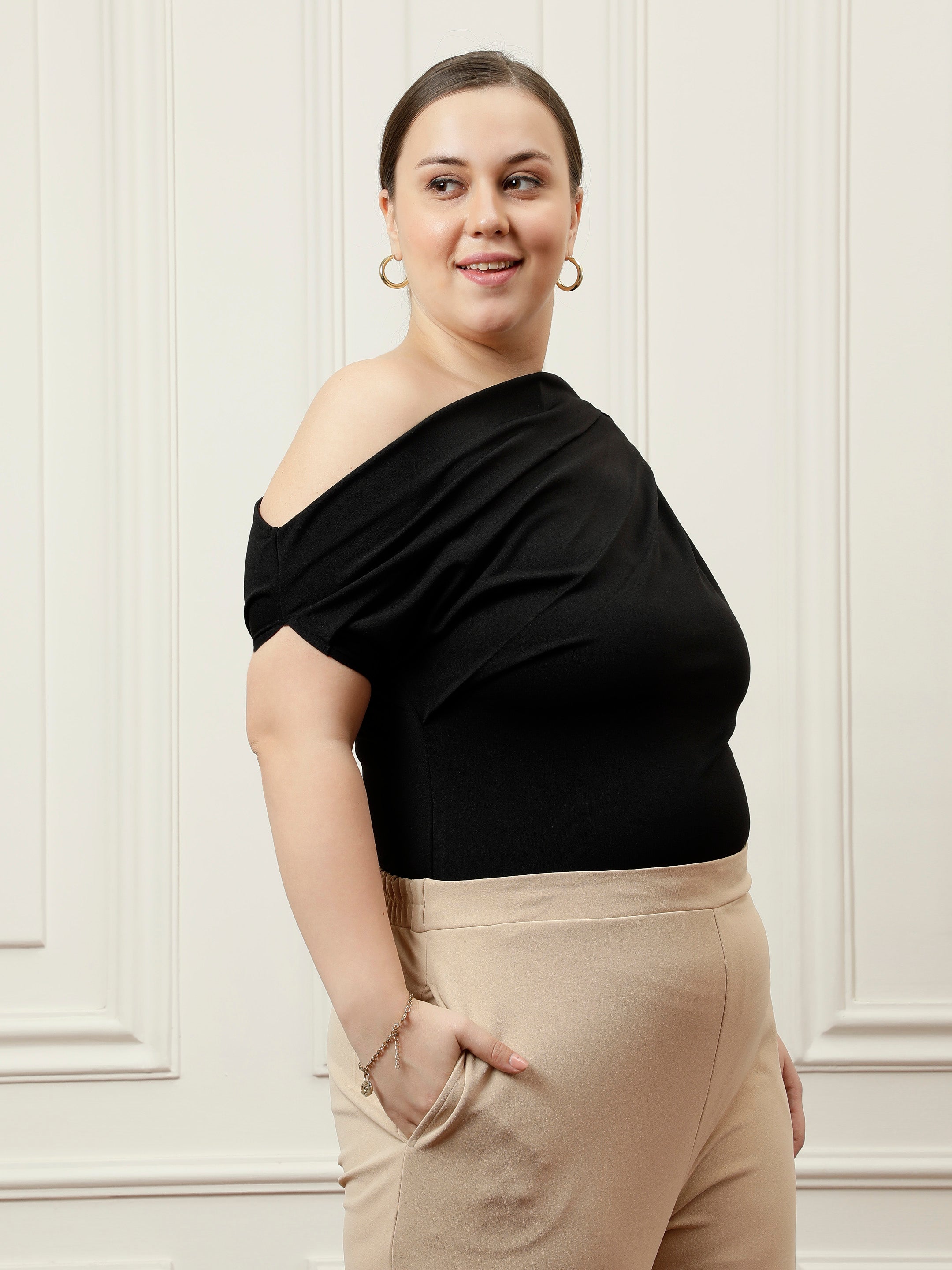 Off-Shoulder Extended Sleeves Draped Top