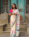 Soft linen saree with shaded style prints.