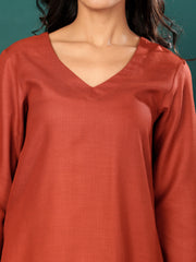 Women V Neck Straight Kurta with Pants & Dupatta