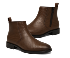 ORION-X Men's Vegan Leather Chelsea Boots Classic Almond Toe Ankle Boots with Textured Finish | Formal & Smart Casual Boots