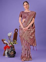 Elegant Green Floral Lichi Silk Saree with Zari Weaving and Rich Pallu – Wedding & Festive Wear Saree