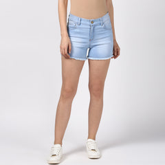 Women's Denim Blue Ice Wash Shorts