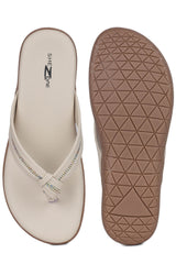 Casual Cream One Toe Flats Round Toe Slip-On Flats