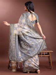 Graceful Beige & Coral Linen Cotton Saree – Lightweight Elegance for Modern Women