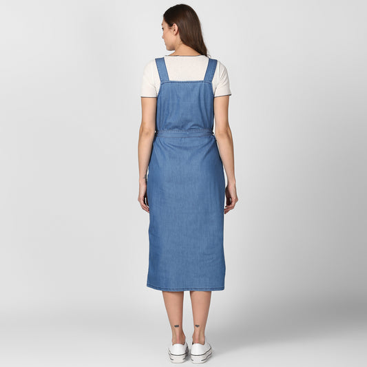 Women's Light Blue Denim Dress with Straps (inner not included)