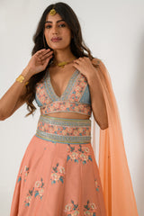 Scarlet Orange Kali Lehenga Set
