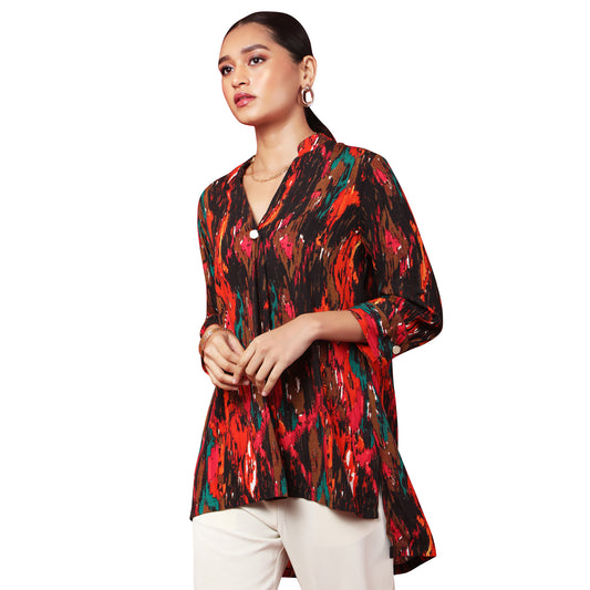 Serena Printed V Neck Top