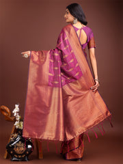 Teal Blue Linen Cotton Saree with Golden Zari Leaf Woven Design & Rich Pallu – Festive Wear | Office Look | Soft Drape