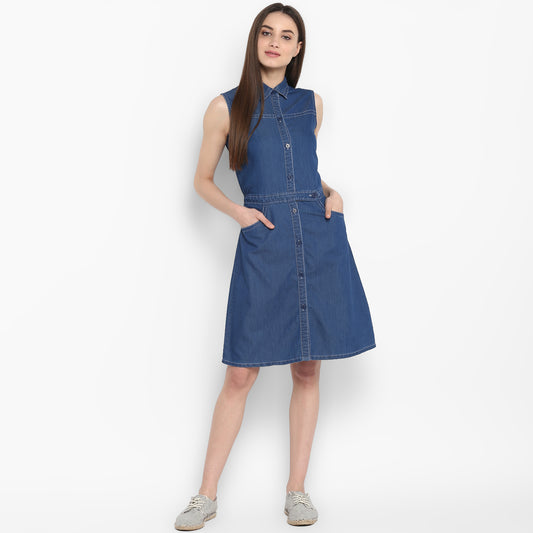 Women's Denim Dress with front  Button details