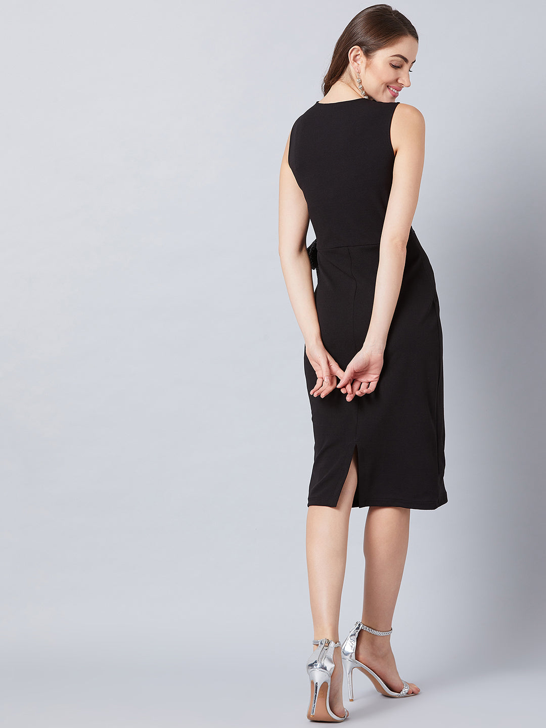 Black Embellished Sheath Dress
