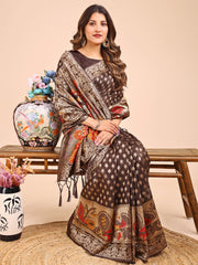 Majestic Linen Cotton Saree with Royal Peacock Pallu - A Celebration of Heritage and Grace