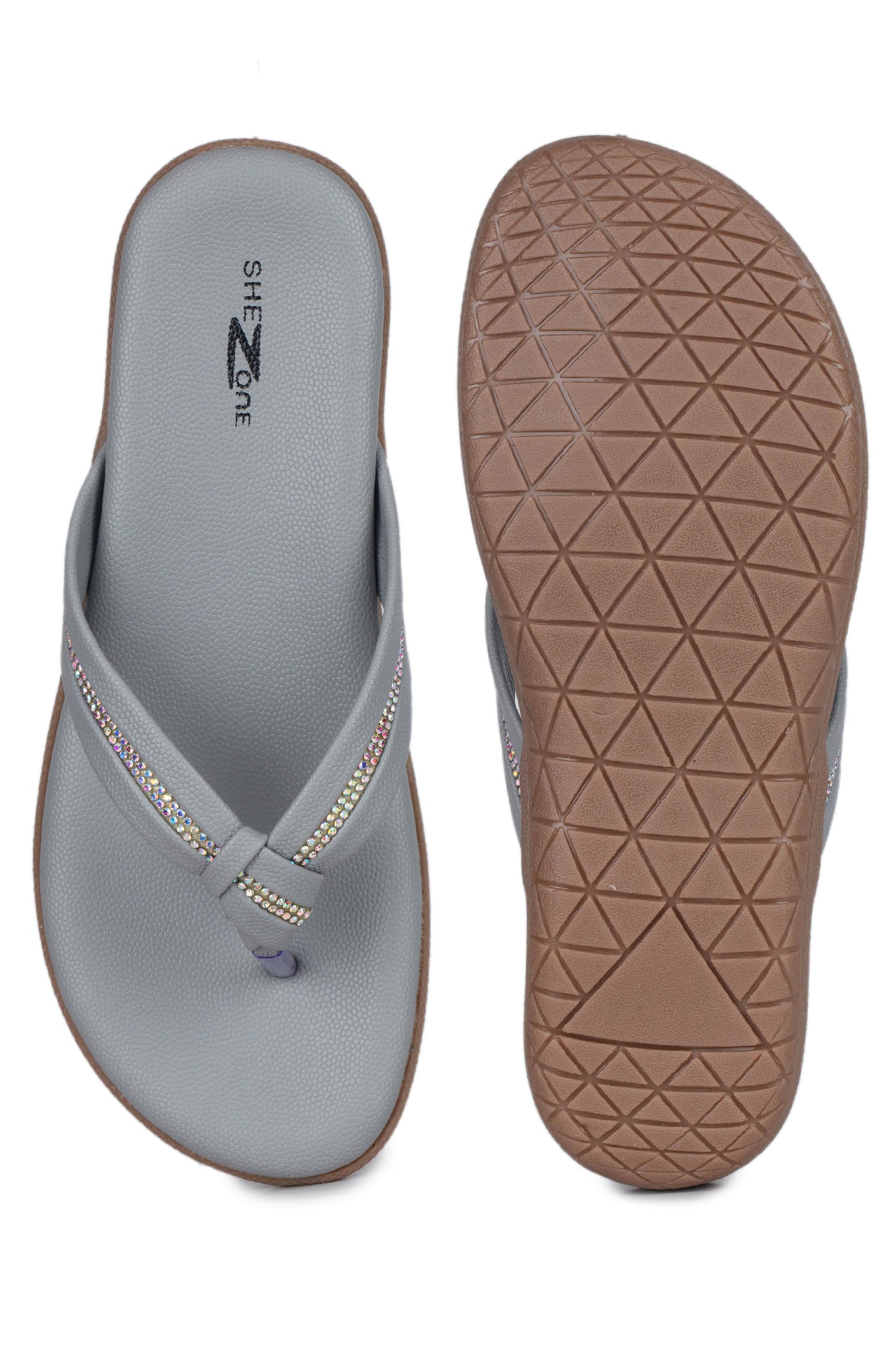 Casual Grey One Toe Flats Round Toe Slip-On Flats