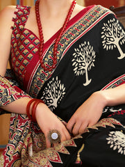 Women's Crepe Printed Designer Saree With Blouse Piece