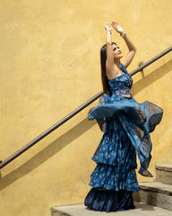 Midnight Blue Ruffle Saree with Blouse