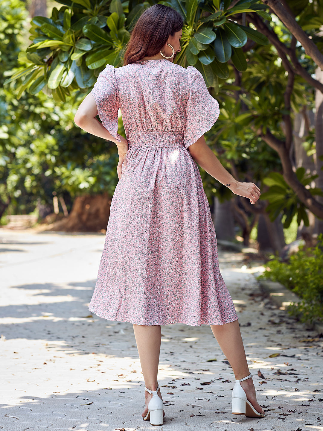 Peach-Coloured Midi Dress
