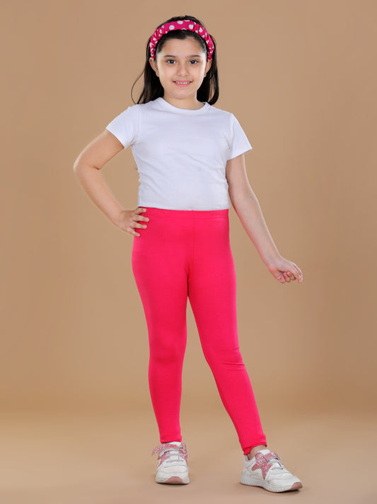 Girls Fuchsia Solid Legging