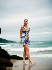 Printed Shoulder-Straps Swimming Dress