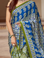 Women's Crepe Printed Designer Saree With Blouse Piece