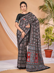Women's Dola Silk DigitalPrint DesignerSaree With Blouse Piece