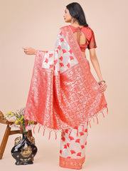 Elegant Linen Cotton Saree with Zari Woven Border and Pallu - Soft Lightweight Saree for Daily, Festive & Office Wear