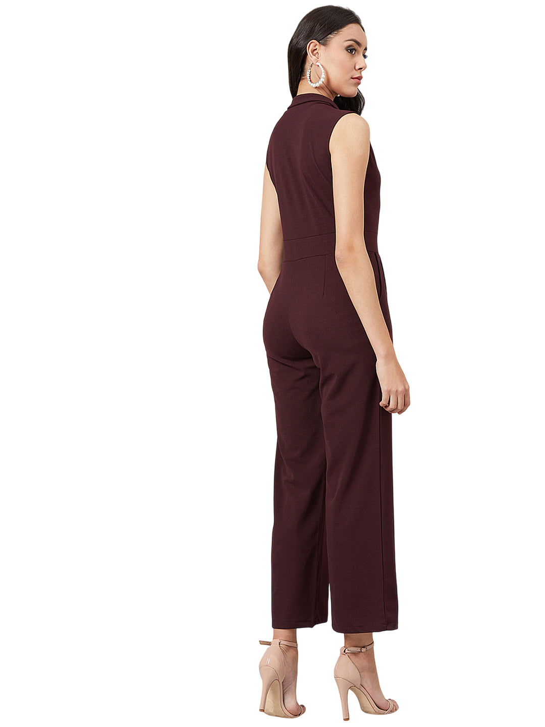 Women Brown Solid Basic Jumpsuit