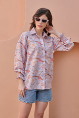 Heather Purple Smocked Sleeved Shirt