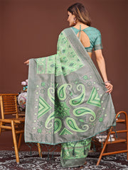 Grace in Every Thread: Pink Patola Linen Cotton Saree Woven with Cultural Elegance