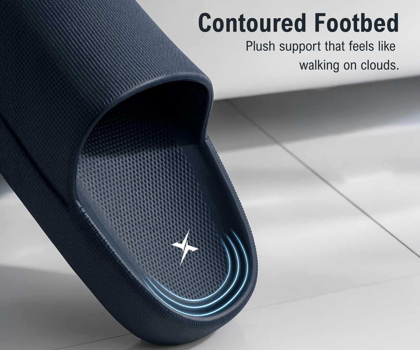 CloudFoam Pillow Slippers for Men Non Slip Quick Drying Shower Slides Bathroom Sandals  HA8201 Navy