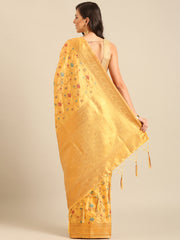 Graceful Banarasi Silk Saree with Zari Woven Border & Floral Jaal - Wedding & Festive Wear