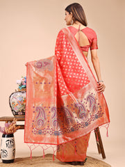 Grace in Every Thread – Sea Green & Beige Linen Cotton Saree with Royal Paisley Charm