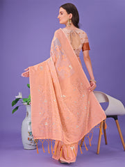 Light Green Lichi Silk Saree with Floral Weaving & Tassel Pallu – Elegant Festive & Party Wear Saree