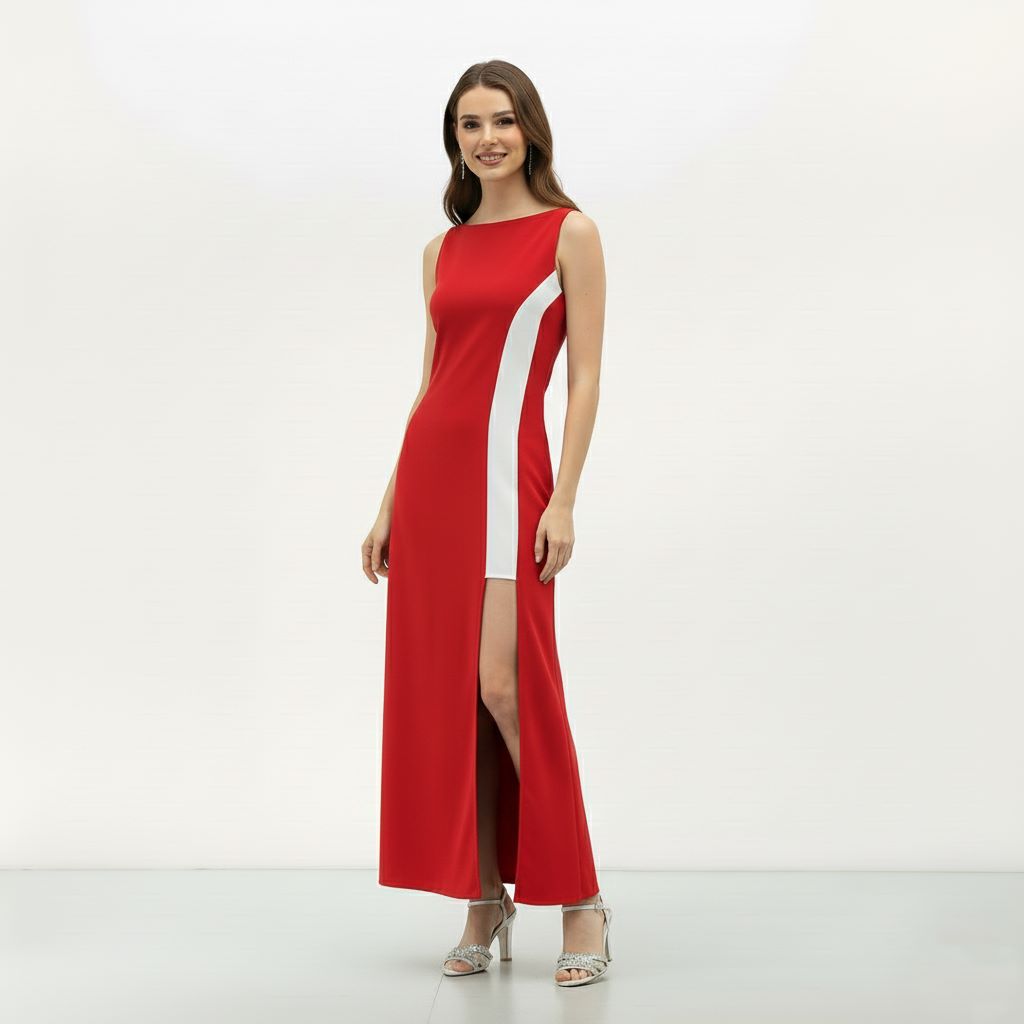 Red-White Cocktail Dress-ADR-19820