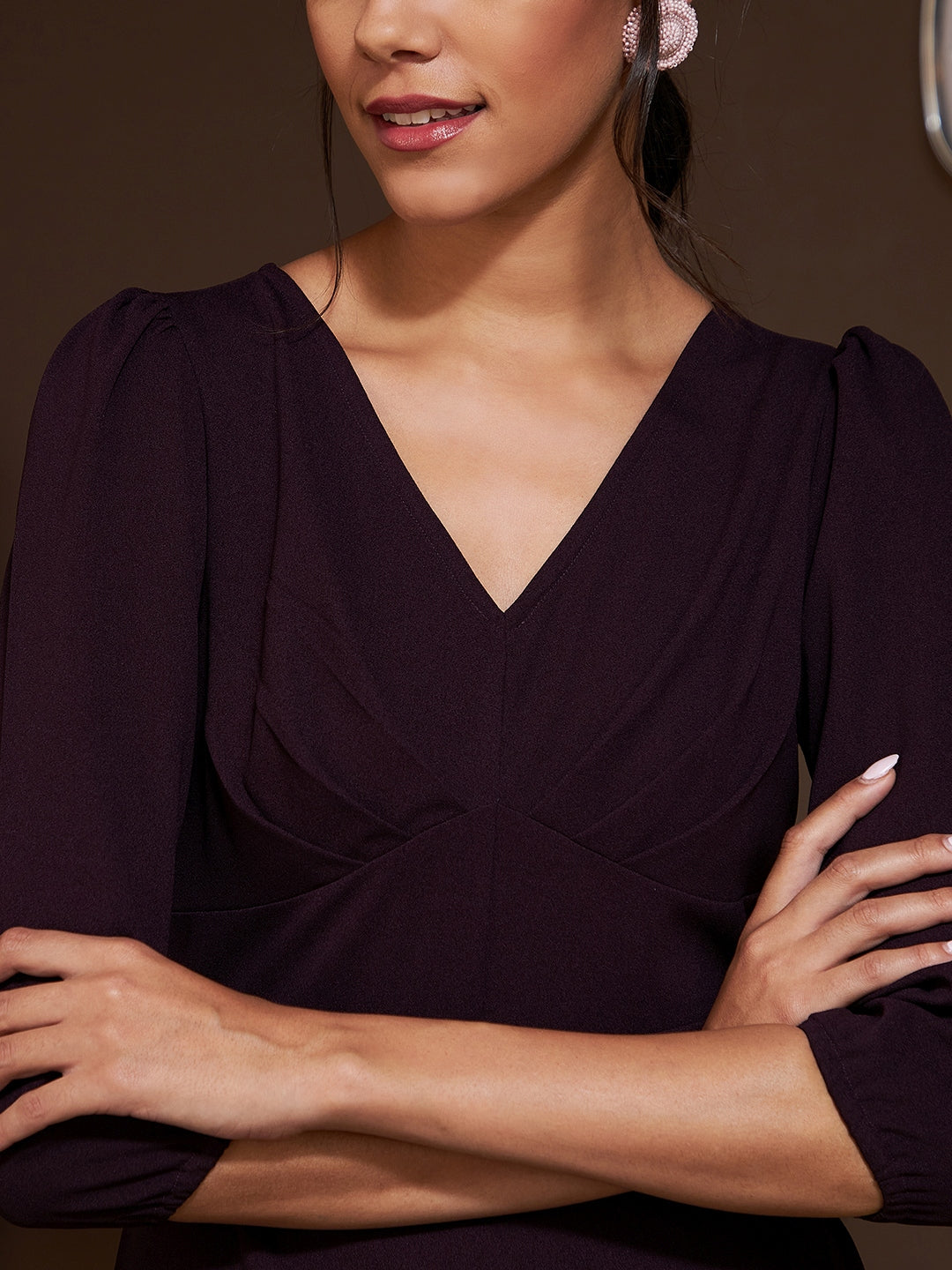 Burgundy Scuba Formal Sheath Dress