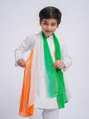 Men's White Cotton Kurta And Pyjama And Dupatta Set