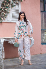 Printed Poly Linen Top and Pant cord set