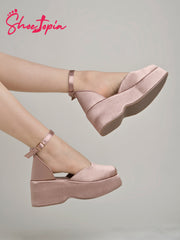حذاء Shoetopia الأنيق باللون الخوخي الأنيق للنساء والفتيات
