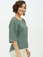Women's Green Printed Top