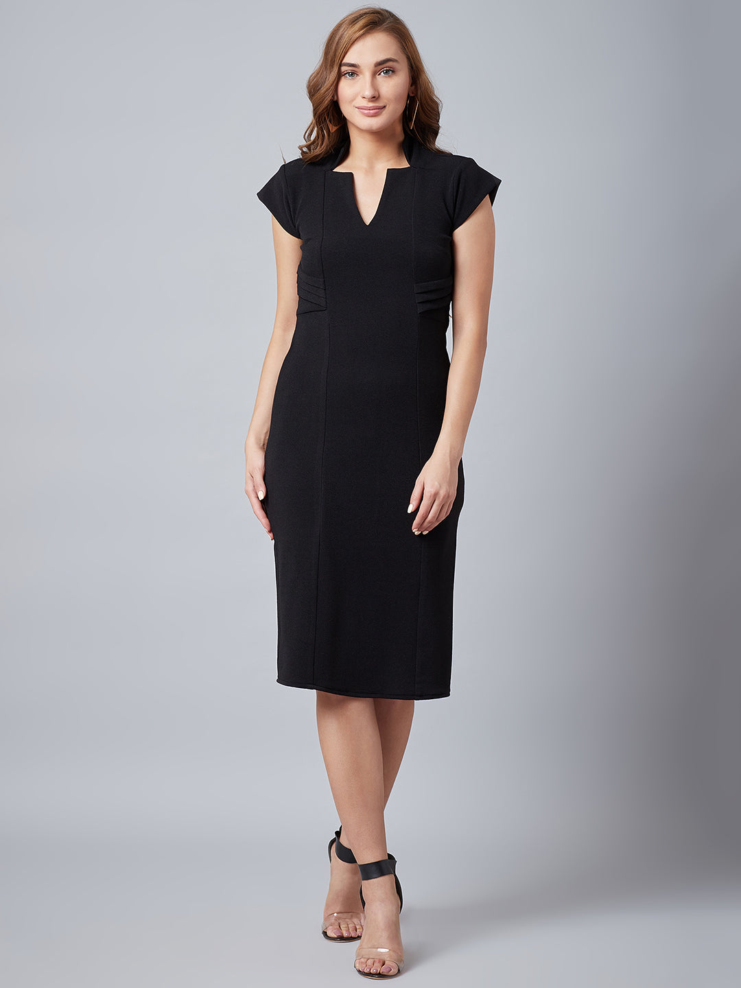 Women Black Solid Sheath Dress