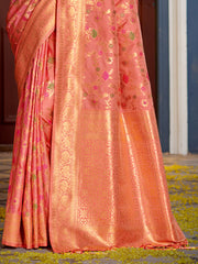 Graceful Yellow Banarasi Silk Saree with Golden Zari Woven Border & Floral Jaal – Wedding & Festive Wear