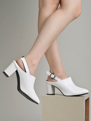 حذاء Shoetopia Croco Print الأنيق ذو المقدمة المدببة باللون الأبيض للنساء والفتيات