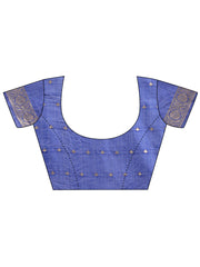 Blue Linen Saree with Rich Woven Zari Work – Elegant Ethnic Saree for Festive & Office Wear