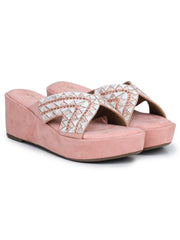 Fashion Open Back Sandal 3 inches Wedge Heels